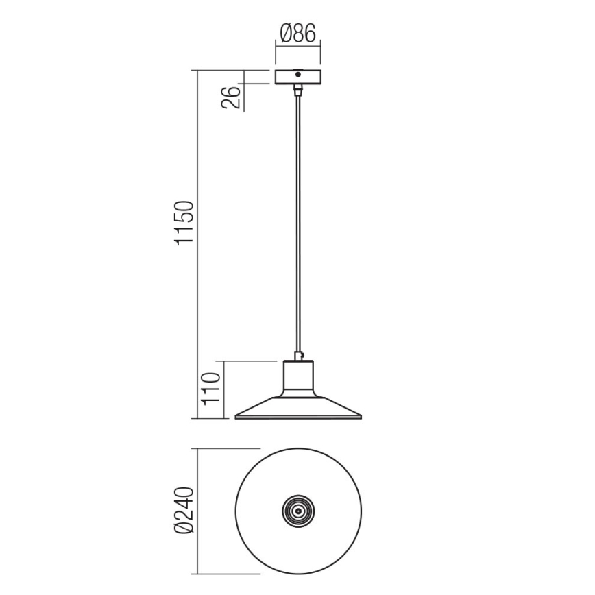 Redo 01-4054 - Luster na lanku FRESNO 1xE27/42W/230V pr. 24 cm
