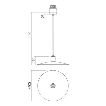 Redo 01-4055 - Luster na lanku FRESNO 1xE27/42W/230V pr. 40 cm