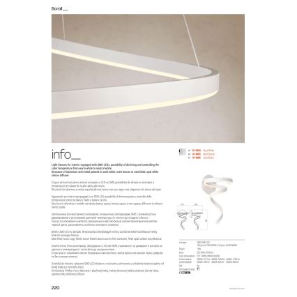 Redo 01-4282 - LED stmievateľná stojacia lampa SCROLL LED/30W/230V 3000K/4000K/6000K CRI 90 zlatá