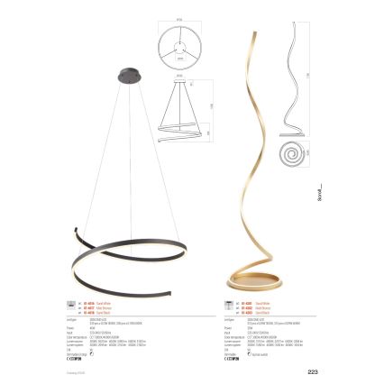 Redo 01-4283 - Stmievateľná LED stojacia lampa SCROLL LED/30W/230V 3000K/4000K/6000K CRI 90 čierna