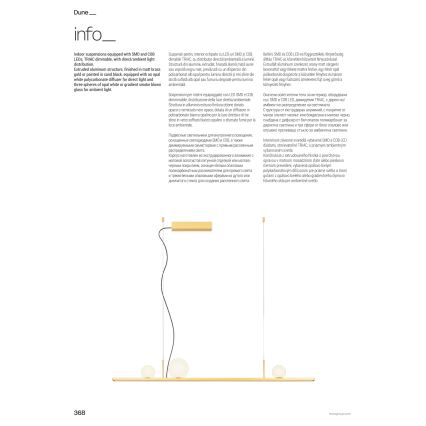 Redo 01-4301 - LED stmievateľný luster na lanku DUNE LED/48W/230V 3000K CRI 90 biela/zlatá