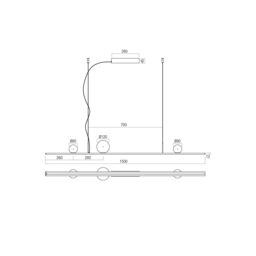 Redo 01-4301 - LED stmievateľný luster na lanku DUNE LED/48W/230V 3000K CRI 90 biela/zlatá