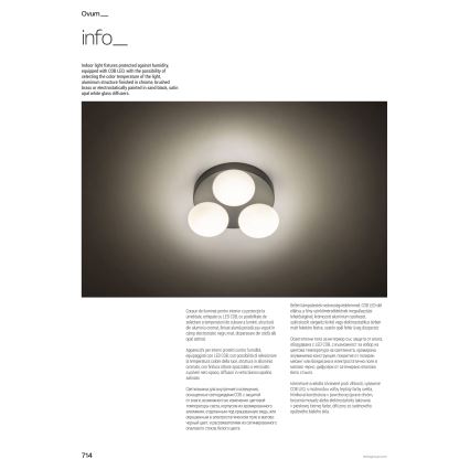 Redo 01-4307 - LED kúpeľňové stropné svietidlo OVUM 3xLED/5W/230V 3000/4000K CRI 90 priemer 24 cm IP44 biela/mosadz