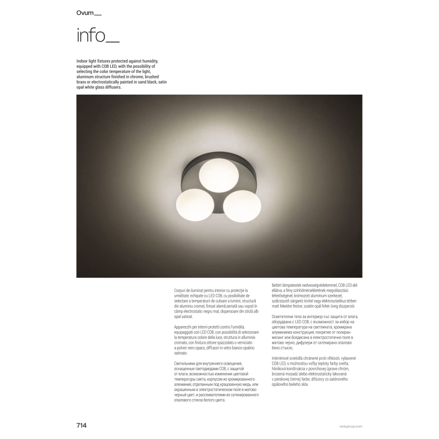 Redo 01-4308 - LED kúpeľňové stropné svietidlo OVUM 3×LED/5 W/230 V 3000/4000 K CRI 90 Ø 24 cm IP44 biela/čierna