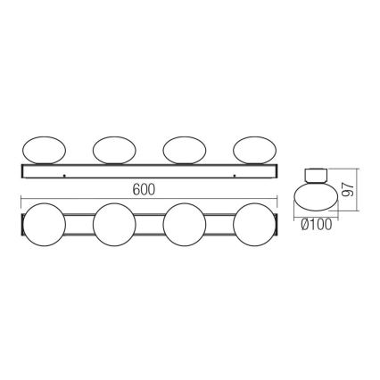 Redo 01-4309 - LED kúpeľňové stropné svietidlo OVUM 4xLED/5W/230V 3000/4000K CRI 90 IP44 biela/lesklý chróm