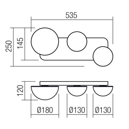 Redo 01-4329 - LED nástenné svietidlo LUMIEN 3xLED/18W/230V 2700/3000K CRI 90 biela/zlatá