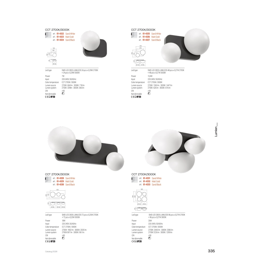 Redo 01-4333 - LED Stropné svietidlo LUMIEN 4xLED/26W/230V 2700/3000K CRI 90 biela/čierna