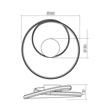 Redo 01-4358 - LED stmievateľné stropné svietidlo TORSION LED/40W/230V 2700/3000/4000K CRI 90 pr. 56 cm zlaté