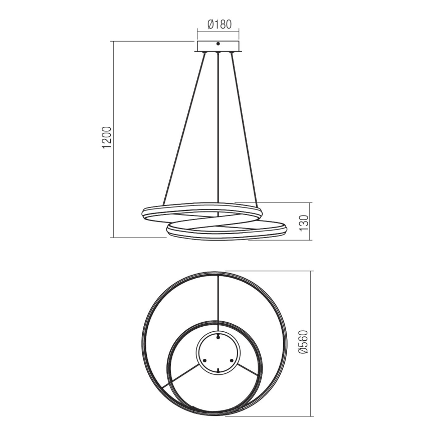 Redo 01-4360 - LED Stmievateľný luster na lanku TORSION LED/40W/230V 2700/3000/4000K CRI 90 priemer 56 cm biela