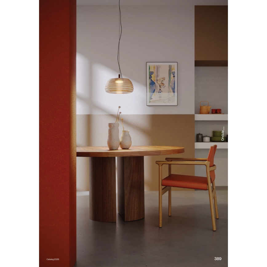 Redo 01-4542 - LED Stmieva­teľný luster na lanku ONDULA LED/16W/230V 2700K/3000K CRI 90 pr. 41 cm béžová/dymová