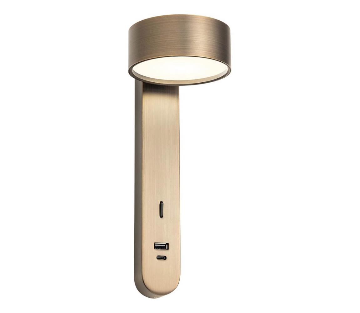 Redo 01-4642 - LED nástenné svietidlo SADES LED/6W/230V CRI 90 USB bronzové 01-4642