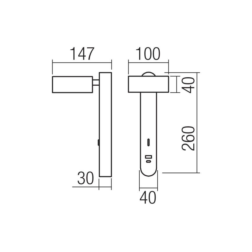 Redo 01-4643 - LED nástenné svietidlo SADES LED/6W/230V CRI 90 USB čierne