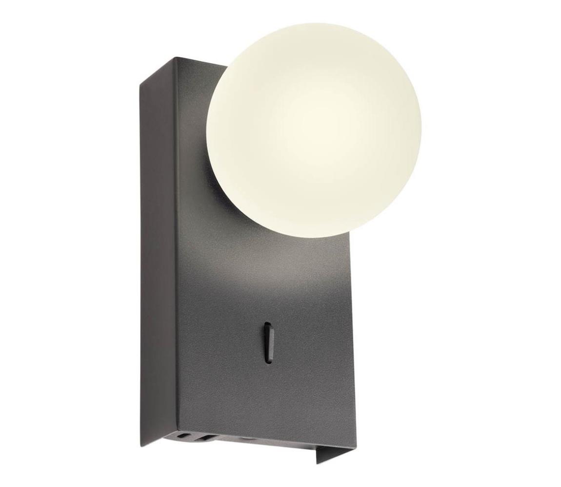 Redo 01-4659 - LED nástenné svietidlo NORMA LED/5W/230V CRI 90 USB čierne 01-4659