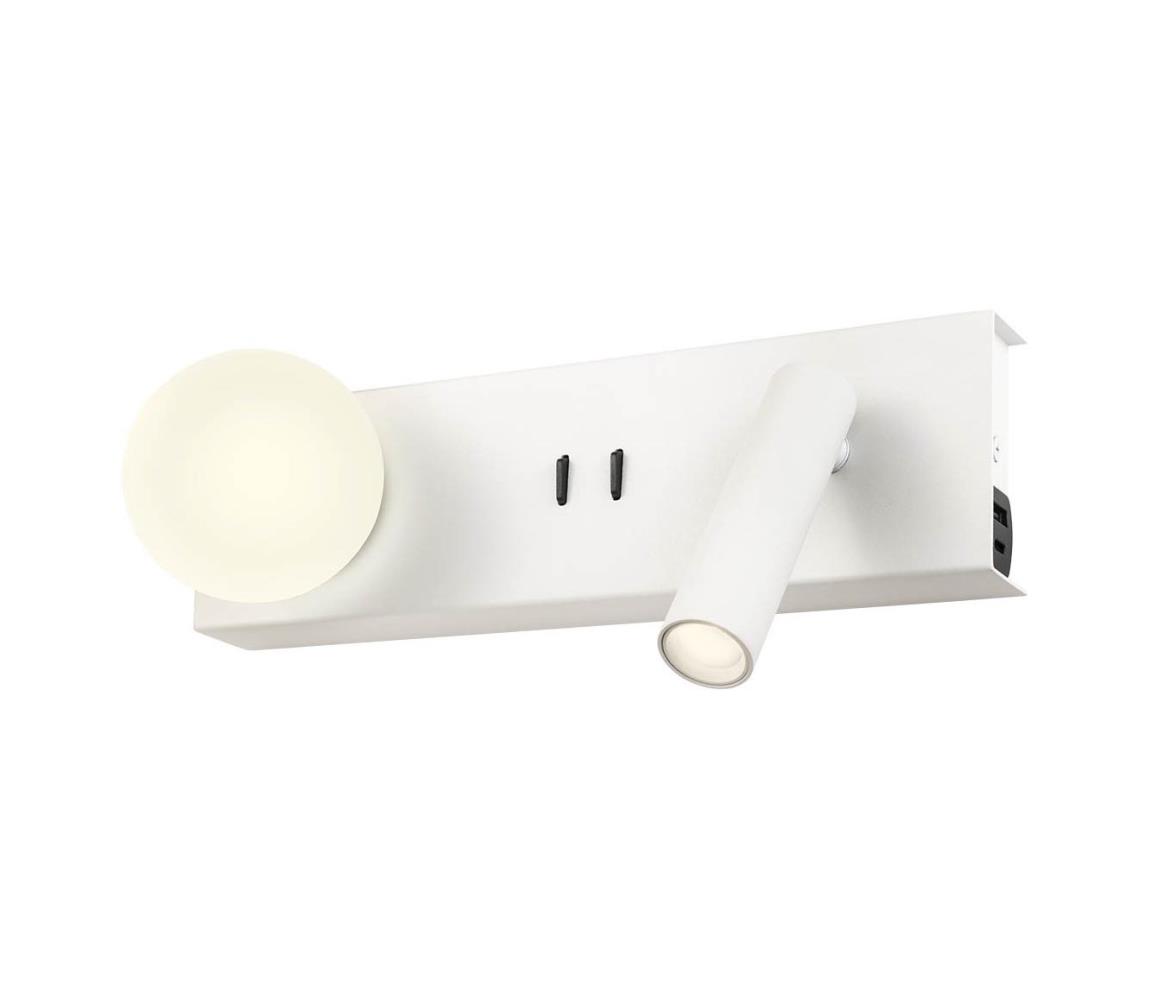Redo 01-4660 - LED Nástenné svietidlo NORMA LED/5W/230V + LED/3W CRI 90 USB biela 01-4660