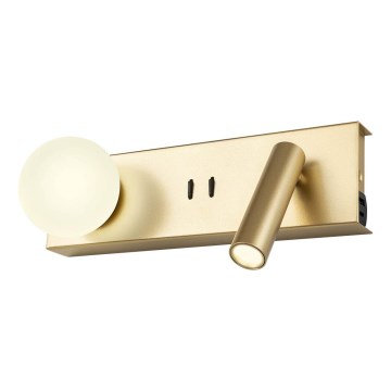 Redo 01-4661 - LED nástenné svietidlo NORMA LED/5W/230V + LED/3W CRI 90 USB biela/zlatá