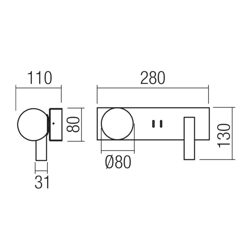 Redo 01-4662 - LED nástenné svietidlo NORMA LED/5W/230V + LED/3W CRI 90 USB biela/bronzová