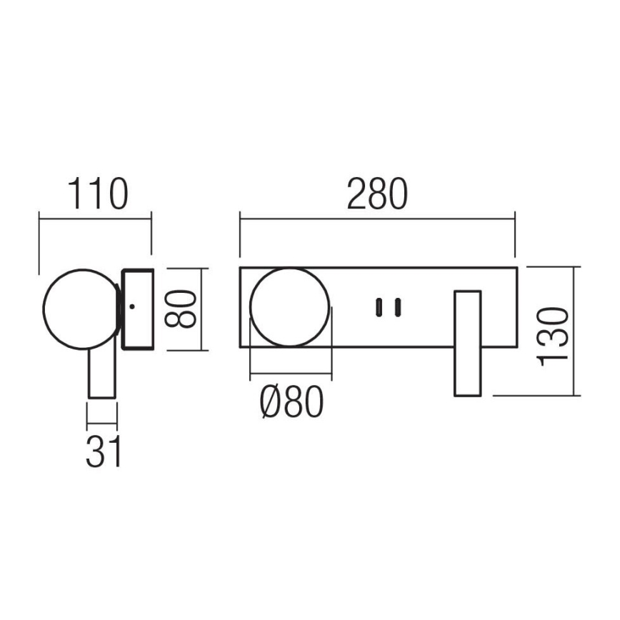 Redo 01-4663 - LED nástenné svietidlo NORMA LED/5W/230V + LED/3W CRI 90 USB biela/čierna
