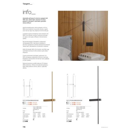 Redo 01-4673 - LED Nástenné svietidlo TANGENT LED/6W/230V 2700/2850/3000K CRI 90 čierna