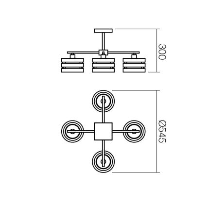 Redo 01-627 - Luster na tyči KIM 4xE14/28W/230V lesklý chróm/čierna