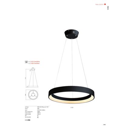 Redo 01-672 - LED Luster na lanku LOOP LED/48W/230V pr. 60 cm biela