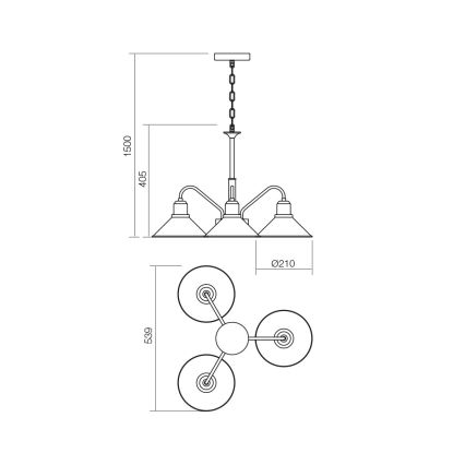 Redo 02-935 - Luster na reťazi VERNER 3xE27/42W/230V