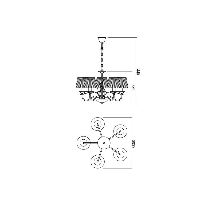 Redo 02-952 - Luster na reťazi VIRTUU 5xE14/28W/230V