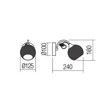 Redo 02-969 - Nástenná lampa ASPERA 1xE14/28W/230V čierna