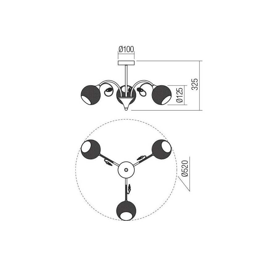 Redo 02-970 - Luster na tyči ASPERA 3xE14/28W/230V čierna