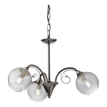 Redo 02-972 - Luster na reťazi ASPERA 3xE14/28W/230V priemer 52 cm čierny