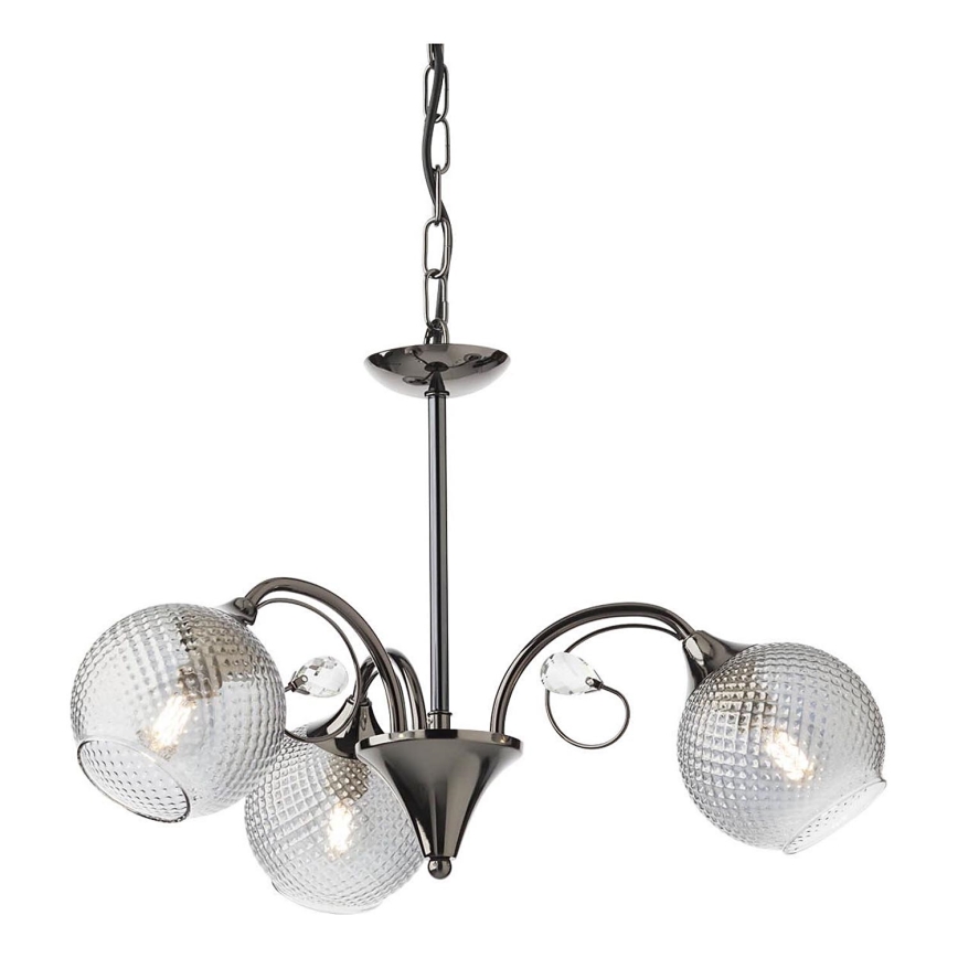 Redo 02-972 - Luster na reťazi ASPERA 3xE14/28W/230V priemer 52 cm čierny