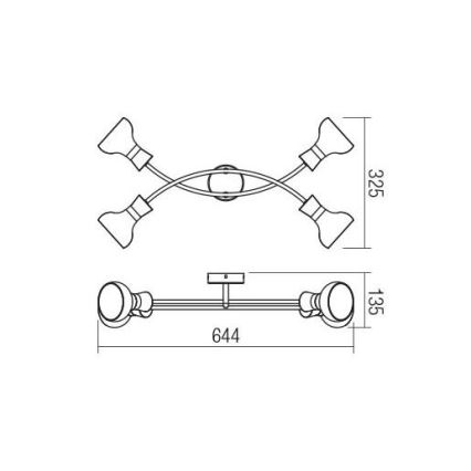 Redo 04-478 - Prisadený luster BOWIE 4xE14/28W/230V