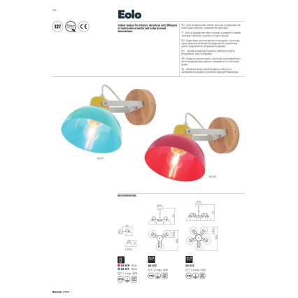 Redo 04-511 - Detské nástenné svietidlo EOLO 1xE27/42W/230V