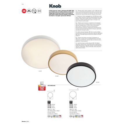 Redo 05-928 - LED Stropné svietidlo KNOB LED/24W/230V 3000K-6500K 30 cm biela