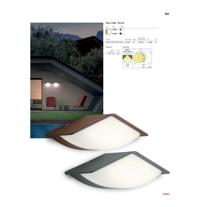 Redo 90001 - LED Vonkajšie nástenné svietidlo CHALET 1xLED/8W/230V IP54