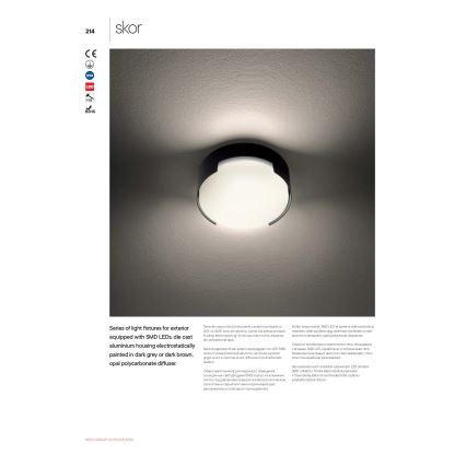 Redo 90004 - LED Vonkajšie stropné svietidlo SKOR LED/12W/230V pr. 15 cm IP54 hnedá