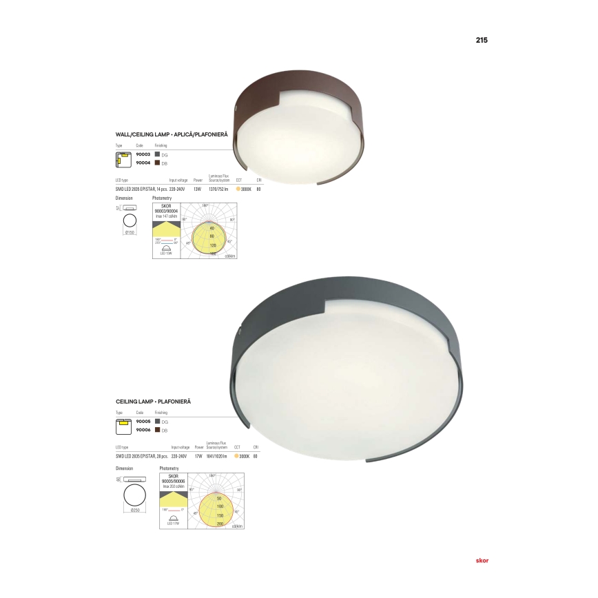 Redo 90004 - LED Vonkajšie stropné svietidlo SKOR LED/12W/230V pr. 15 cm IP54 hnedá