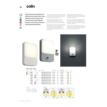 Redo 90129 - LED Vonkajšie nástenné svietidlo COLIN 1xLED/9W/230V IP54