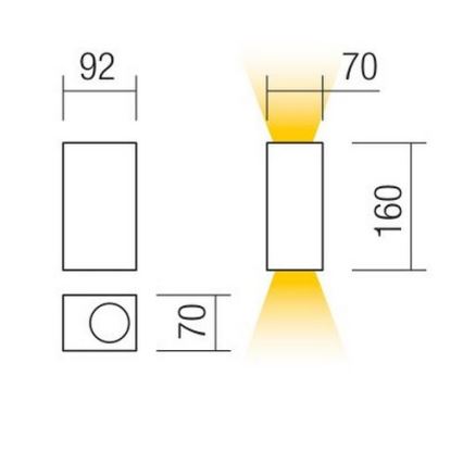 Redo 90152 - Vonkajšie nástenné svietidlo PUNTA 2xGU10/7W/230V IP44