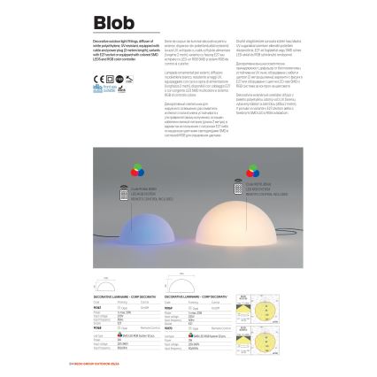 Redo 90167 - Vonkajšie svietidlo BLOB 1xE27/23W/230V priemer 38 cm IP65 biela