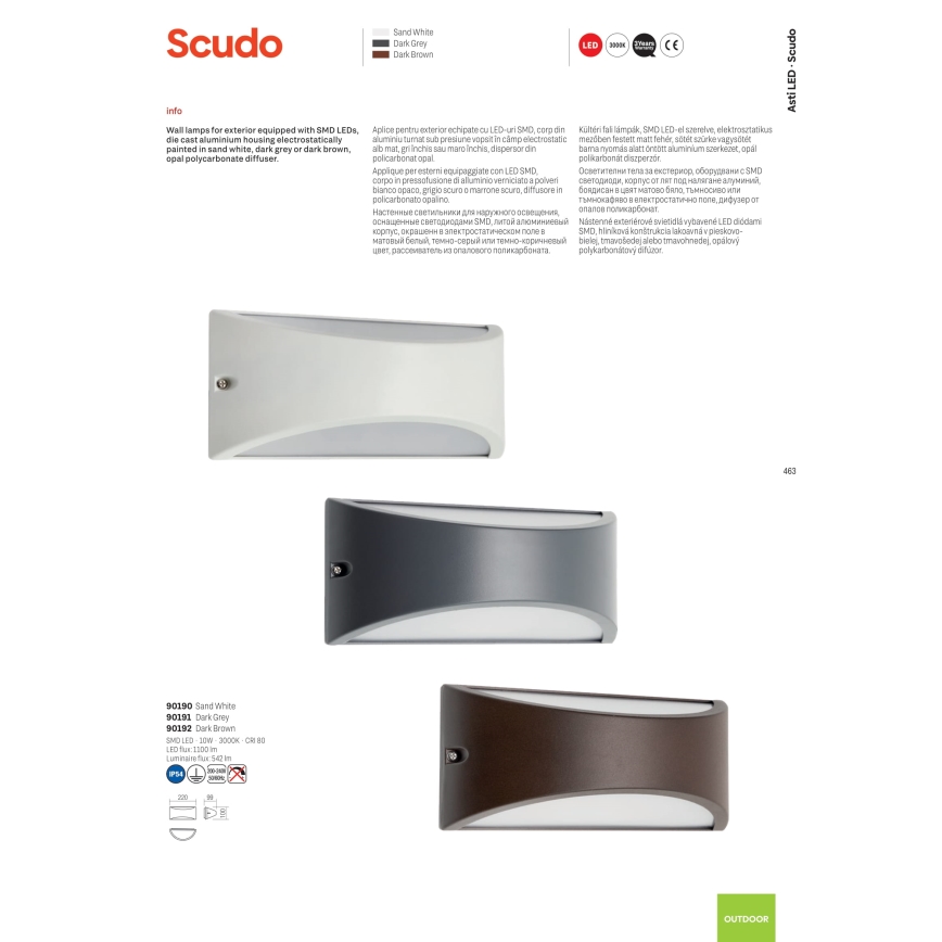 Redo 90191 - LED Vonkajšie nástenné svietidlo SCUDO LED/10W/230V 3000K IP54 antracit