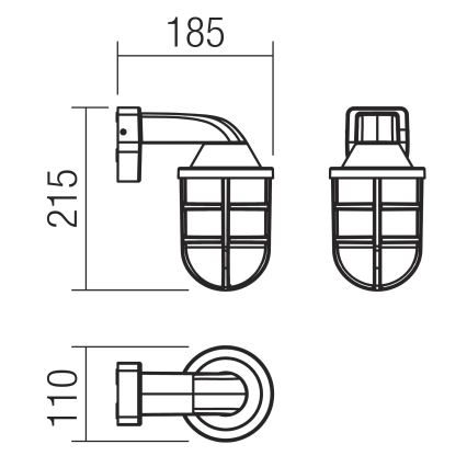 Redo 90205 - Vonkajšie nástenné svietidlo CAGE 1xE27/28W/230V IP44 mosadz