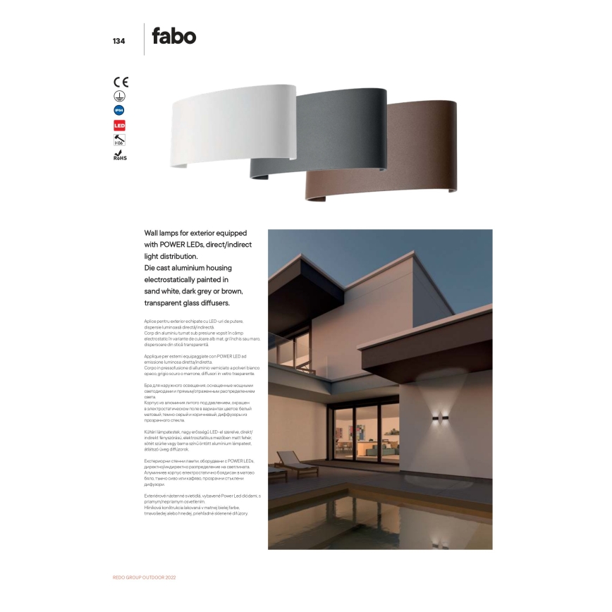 Redo 90227 - LED Vonkajšie nástenné svietidlo FABO LED/6W/230V 3000K IP54 hnedá