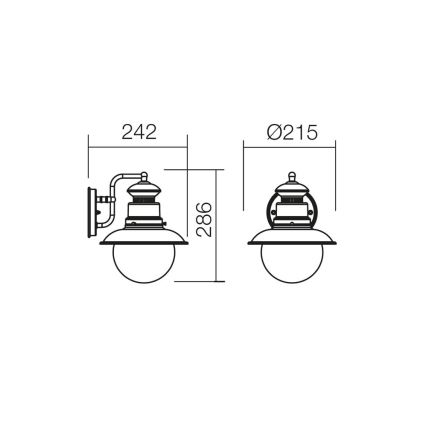 Redo 9045 - Vonkajšie nástenné svietidlo SCOTT 1xE27/42W/230V IP44