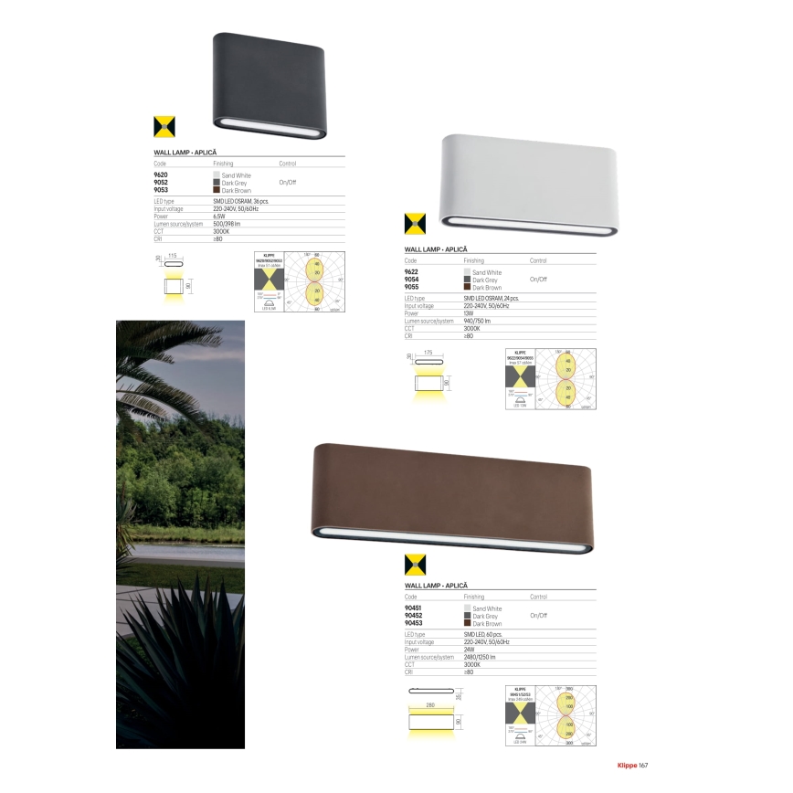 Redo 90452 - LED vonkajšie nástenné svietidlo KLIPPE LED/24W/230V 3000K IP54 antracit