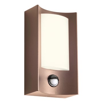 Redo 90487 - LED Vonkajšie nástenné svietidlo so senzorom WARP LED/8W/230V 3000K IP44 hnedá