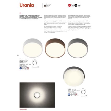 Redo 90516 - LED Vonkajšie stropné svietidlo URANIA LED/10W/230V pr. 16 cm IP65 antracit