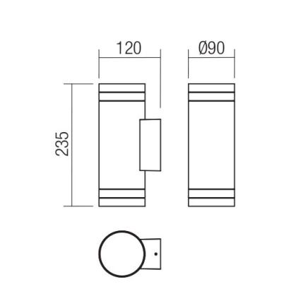 Redo 90518 - Vonkajšie nástenné svietidlo CARGO 2xGU10/28W/230V IP54 antracit