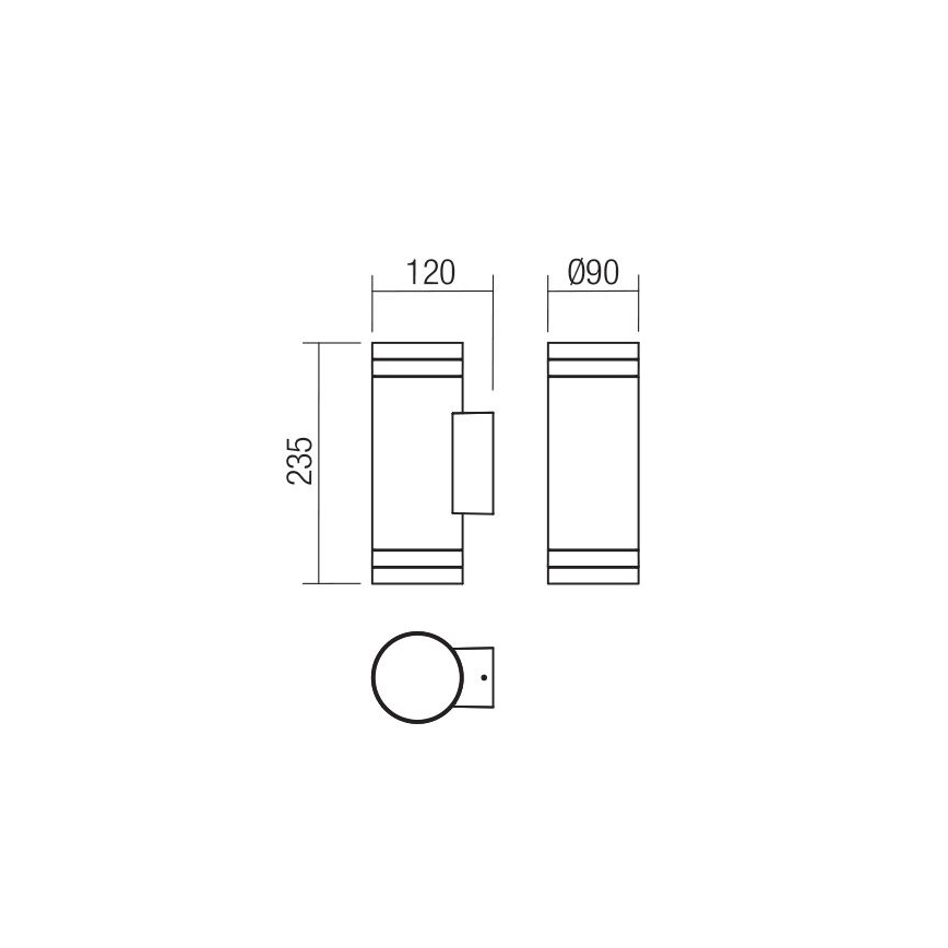Redo 90518 - Vonkajšie nástenné svietidlo CARGO 2xGU10/28W/230V IP54 antracit