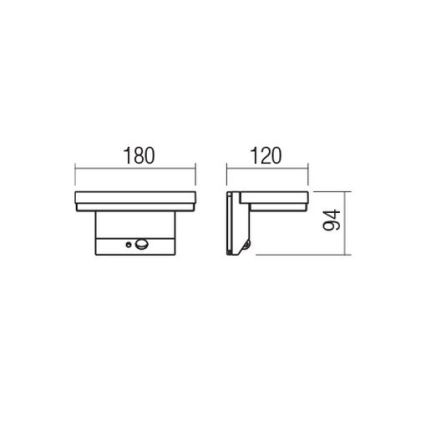 Redo 90535 - LED Solárne nástenné svietidlo so senzorom TAIYO LED/2W/3,7V 3000K 2200 mAh IP54 antracit