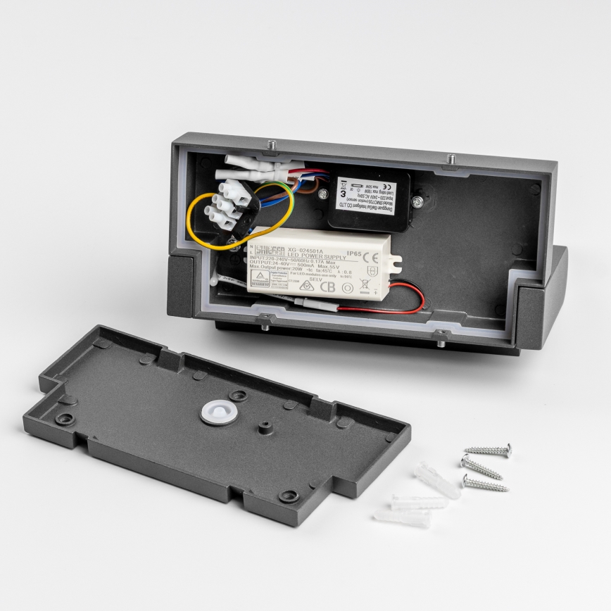 Redo 90587 - LED Vonkajšie nástenné svietidlo so senzorom FLIP LED/20W/230V CRI 90 3000K IP54 antracit